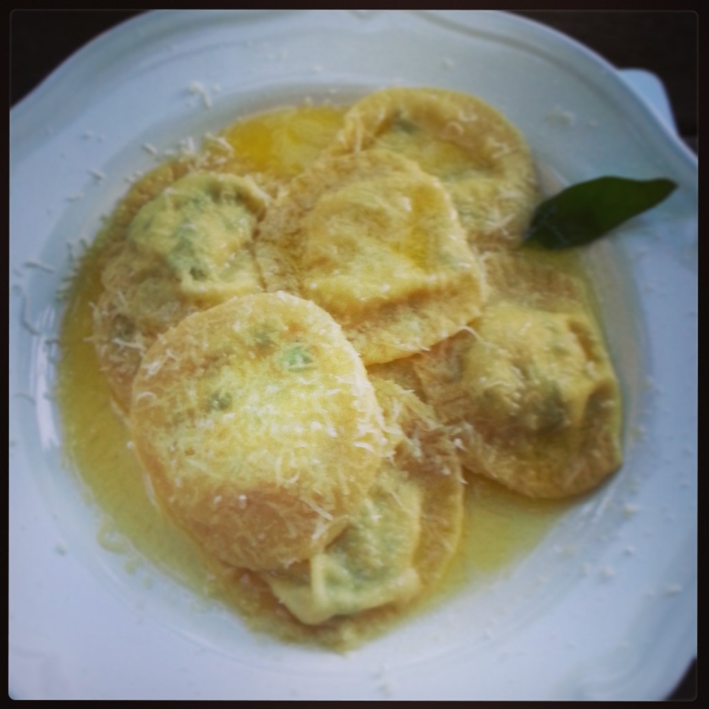 Courgette ravioli with sage butter