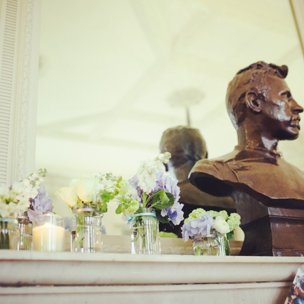 wedding flowers fireplace