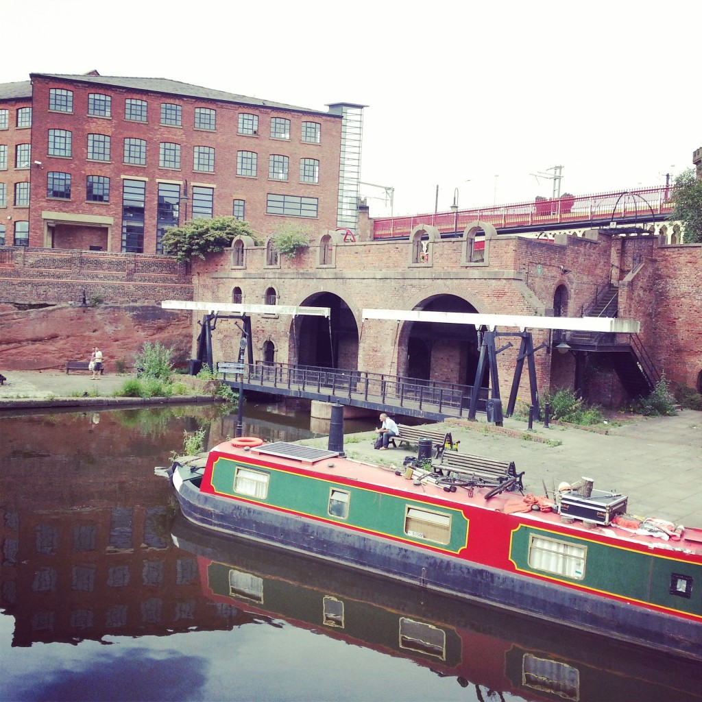 canal boat and bridge castlefield manchester