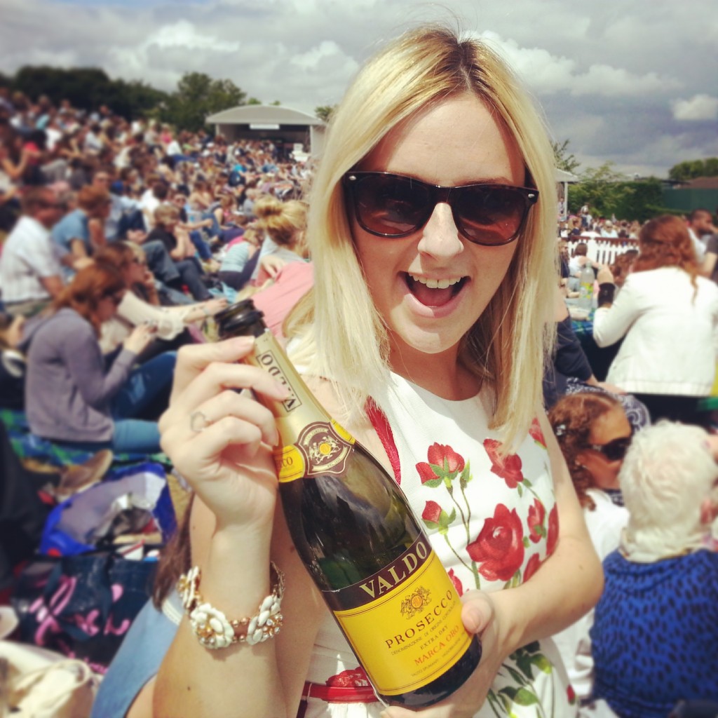Me and Prosecco on Murray Mount Wimbledon
