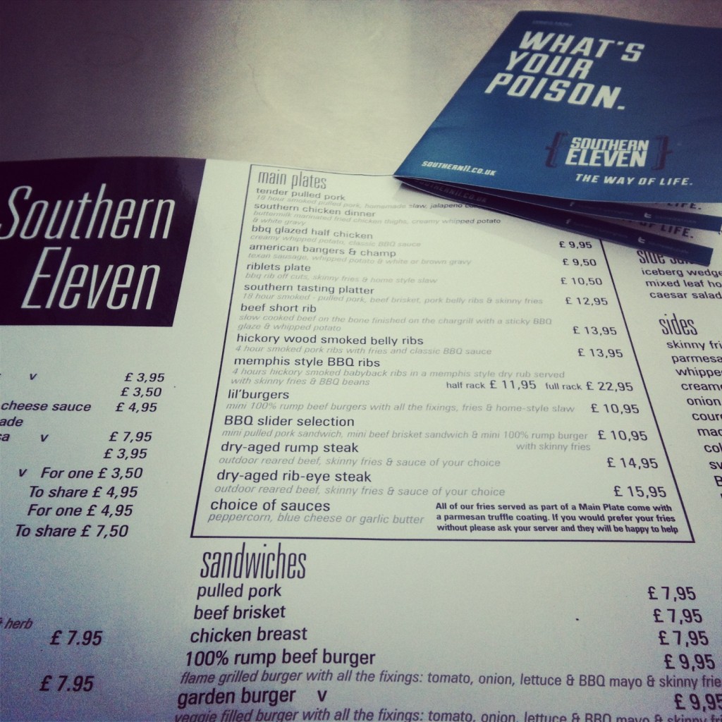 Southern 11 menus