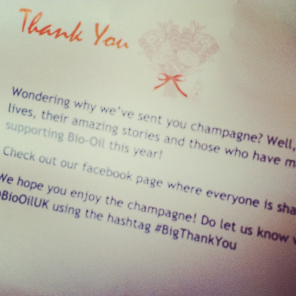 bio-oil uk big thank you hollygoeslightly letter