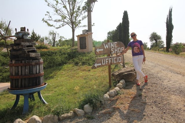 wine tasting in tuscany fattoria fibbiano wine shop sign hollygoeslightly