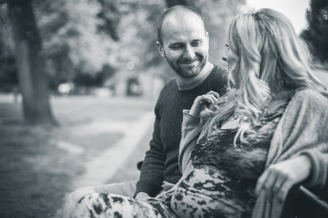 maternity photoshoot in the woods smiling hollygoeslightly