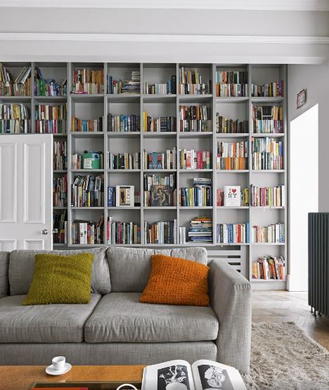 open plan living design inspiration bookshelves