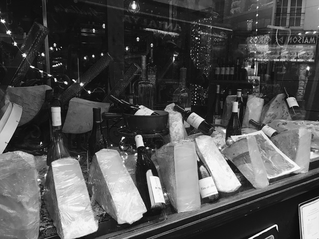 paris in black and white cheese wine