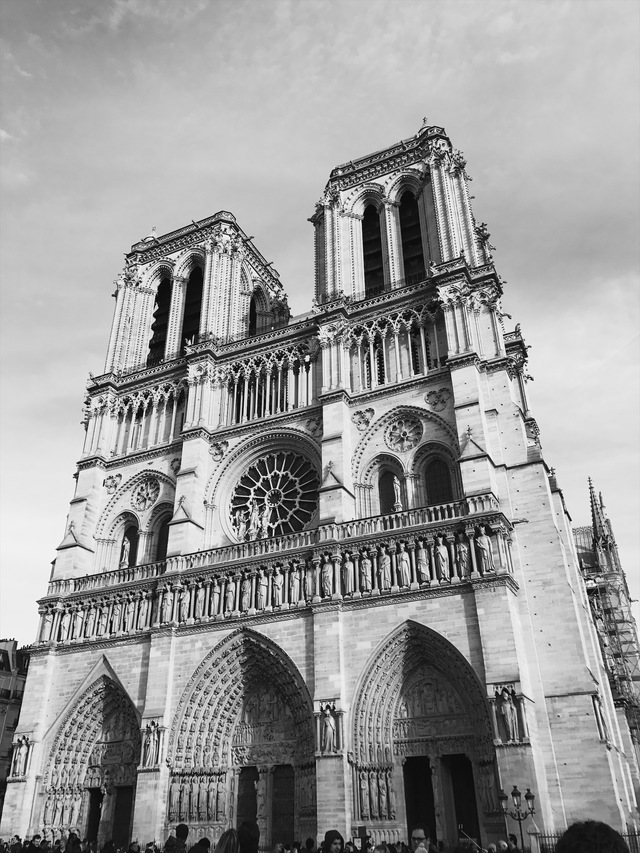 paris in black and white notre dame