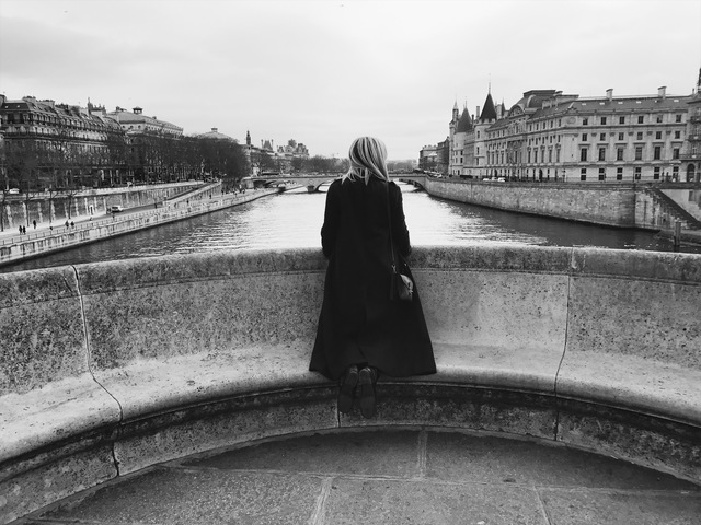 paris in black and white seine portrait