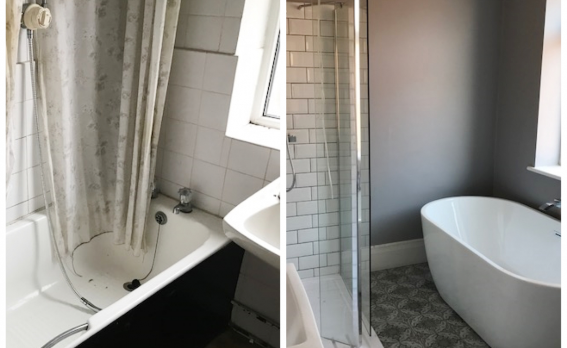 family bathroom before and after