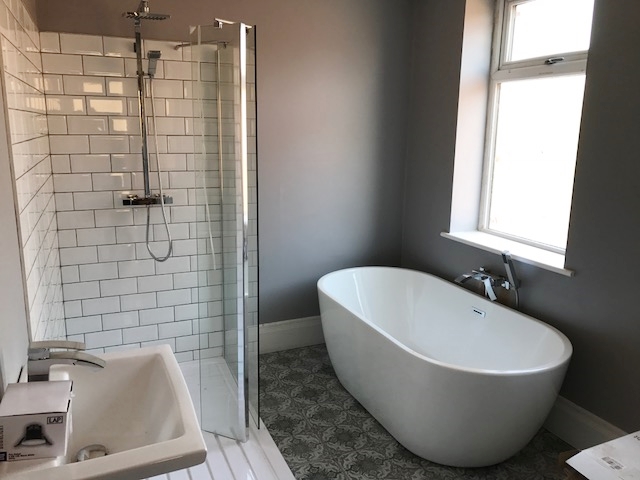 family bathroom before and after toilet finished