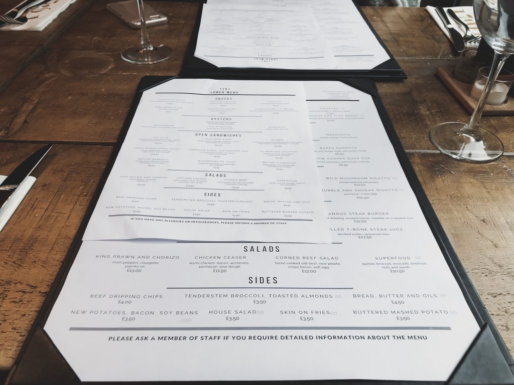 1761 manchester menu