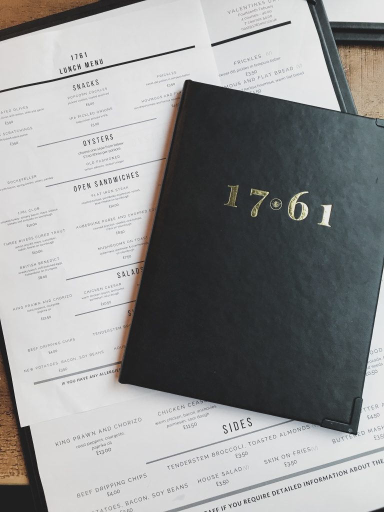 1761 manchester menus